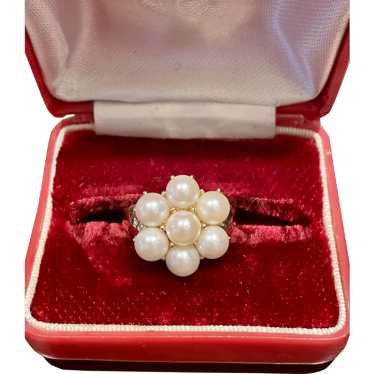 Pretty Pearl 14k Yellow Gold Cluster Ring