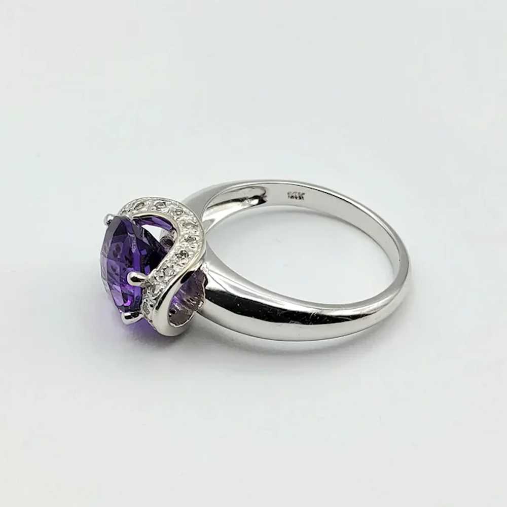 Fabulous 14K Amethyst Diamond Halo Ring - image 6