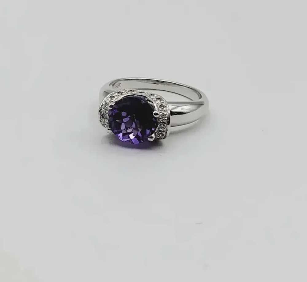 Fabulous 14K Amethyst Diamond Halo Ring - image 9