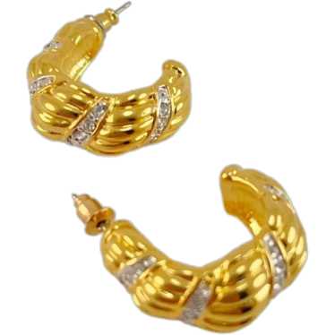 Nolan Miller Gold Plated Half Hoops with Textured 