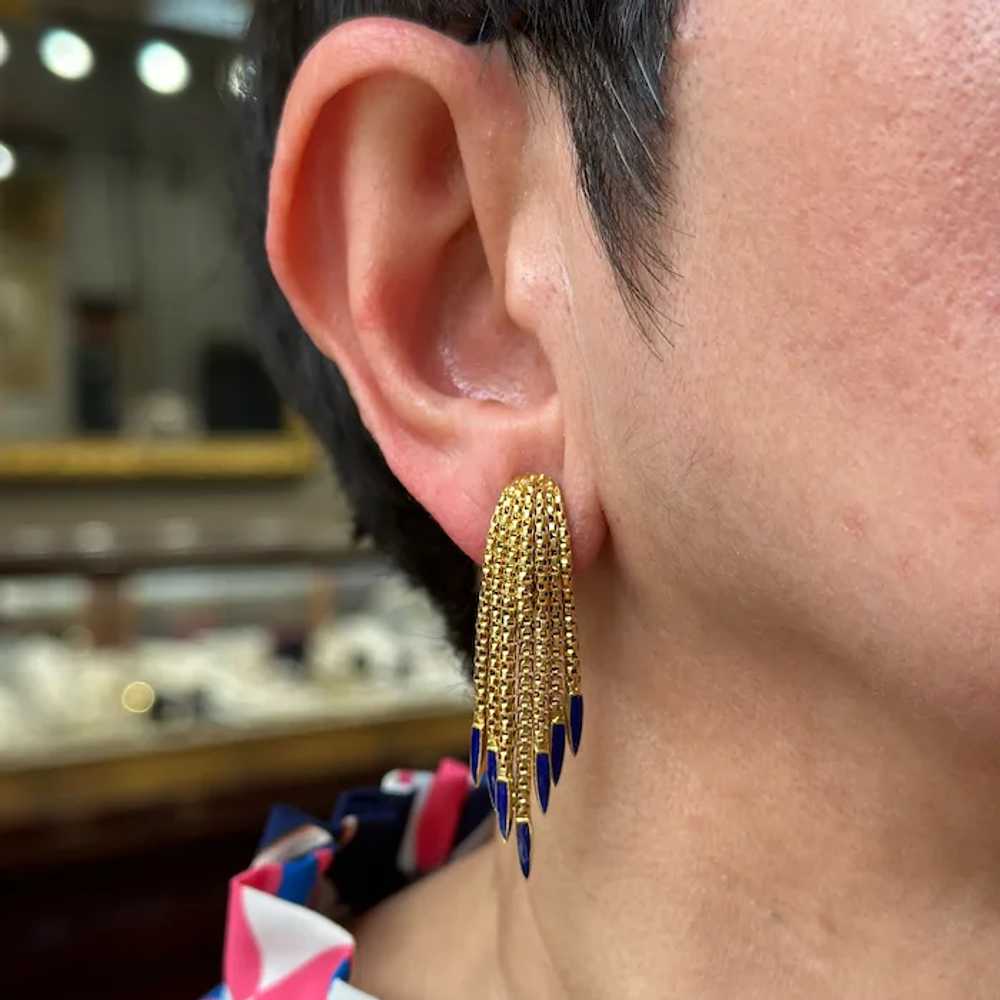 18K Yellow Gold Enamel Earring - image 4
