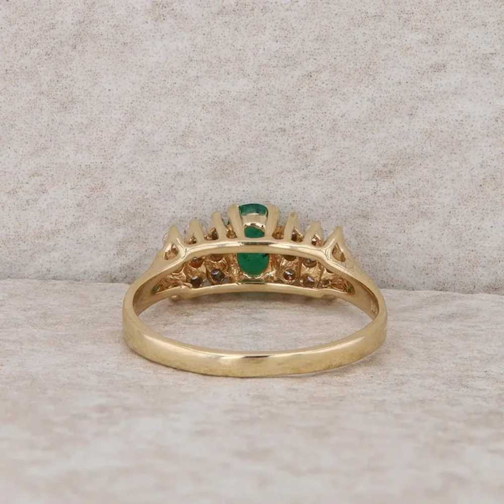 14k Yellow Gold Emerald and Diamond Row Ring - image 2