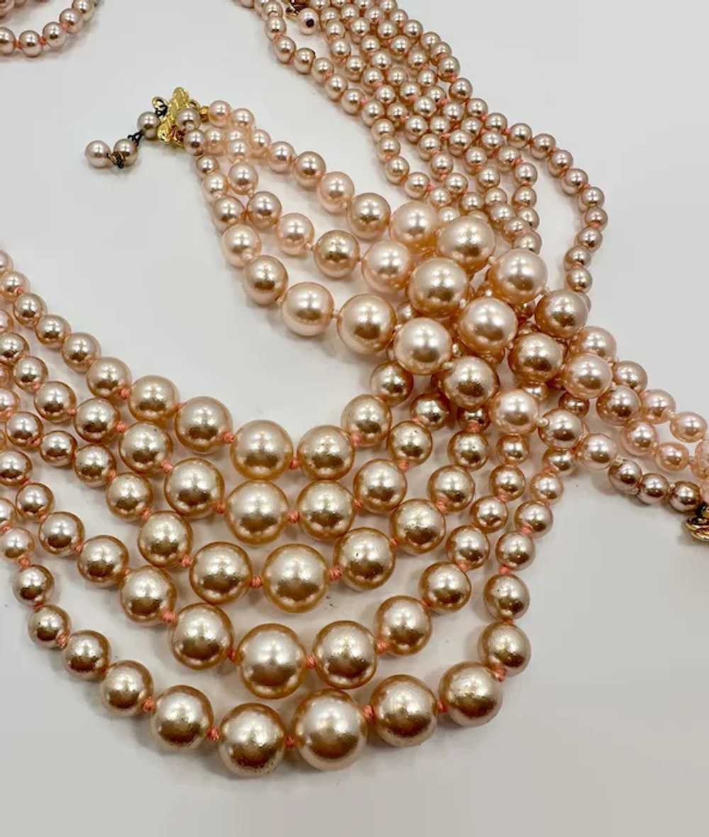 KJL Glass Pearls, 5 Strand, Pearl Necklace, Brace… - image 3