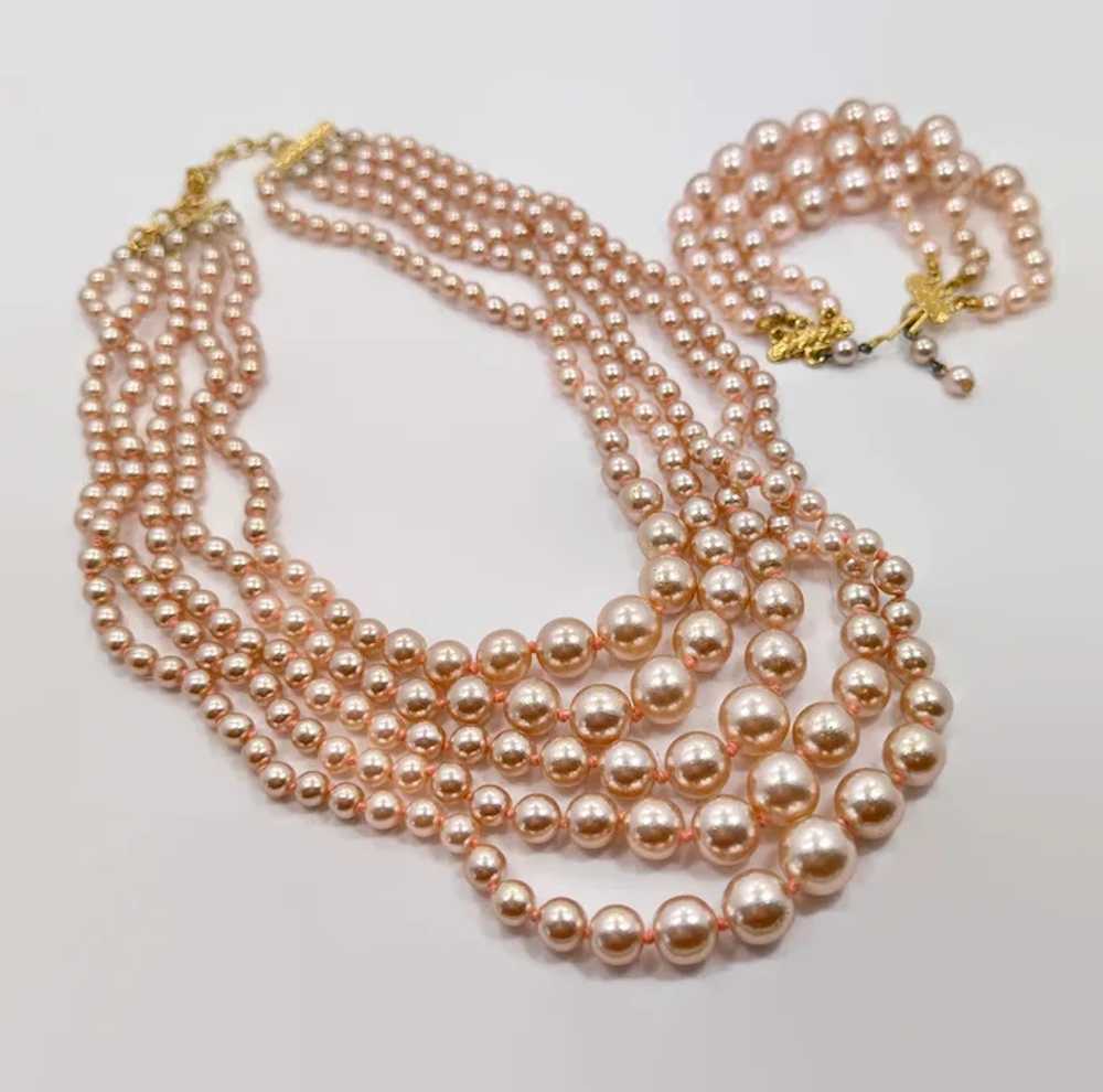 KJL Glass Pearls, 5 Strand, Pearl Necklace, Brace… - image 4