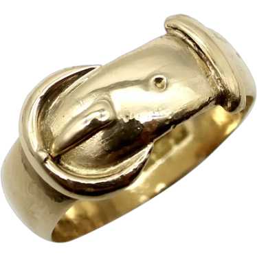 Edwardian 18K Gold Buckle Ring - image 1