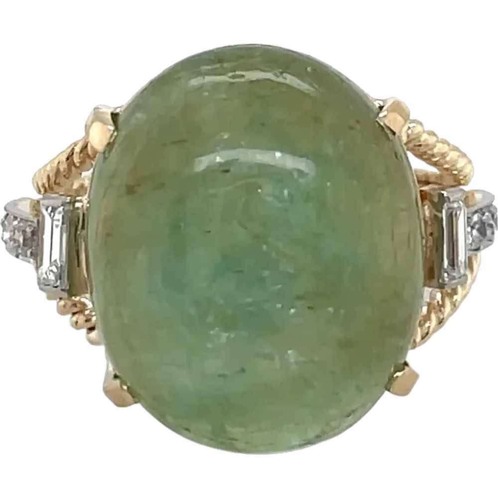 14K Yellow Gold Emerald and Diamond Ring - image 1