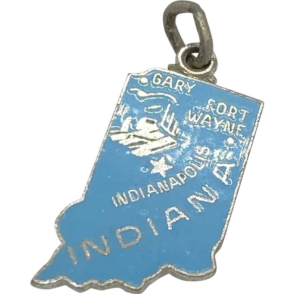Indiana US State Enameled Charm Sterling Silver - image 1