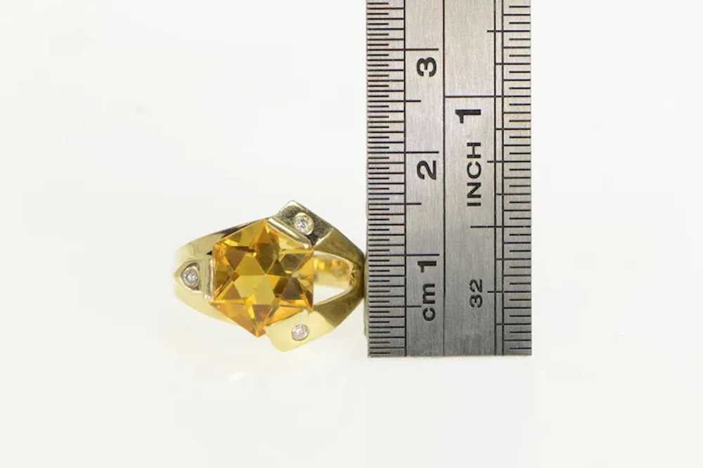 14K Honeycomb Golden Citrine Diamond Statement Ri… - image 4
