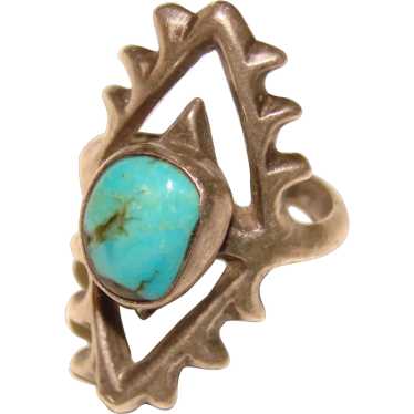 Fabulous Sterling & Turquoise Sand Cast Ring