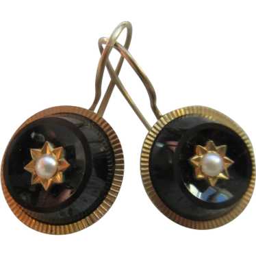 Antique Victorian 10K Seed Pearl Pierced Earrings