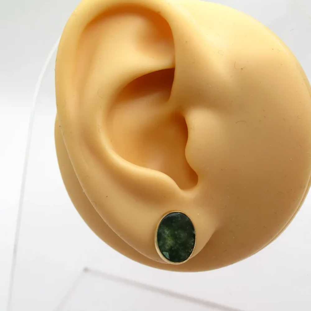 Chrysoprase, Oval Studs 14K Gold Yellow Gold - image 2