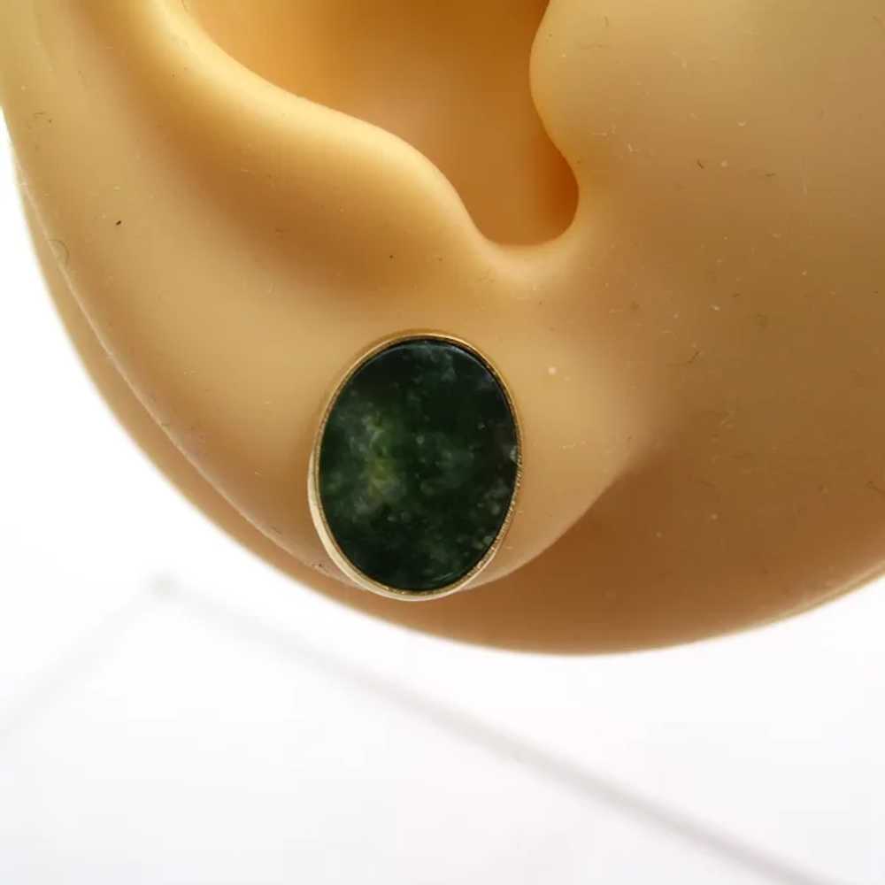 Chrysoprase, Oval Studs 14K Gold Yellow Gold - image 3