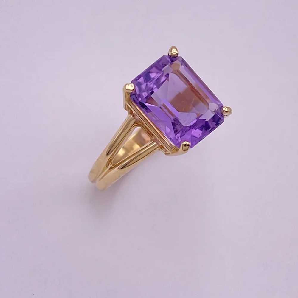 Vintage Amethyst Solitaire Ring Emerald Cut 3.15 … - image 3