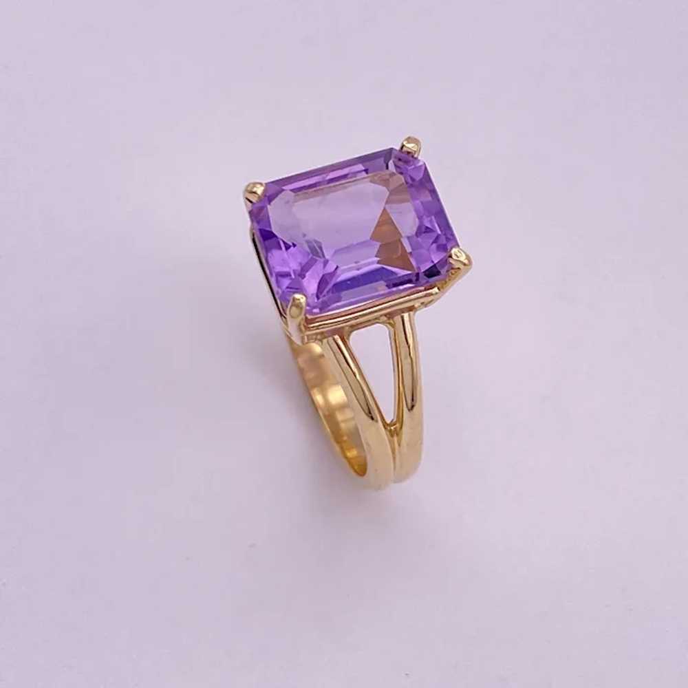 Vintage Amethyst Solitaire Ring Emerald Cut 3.15 … - image 4