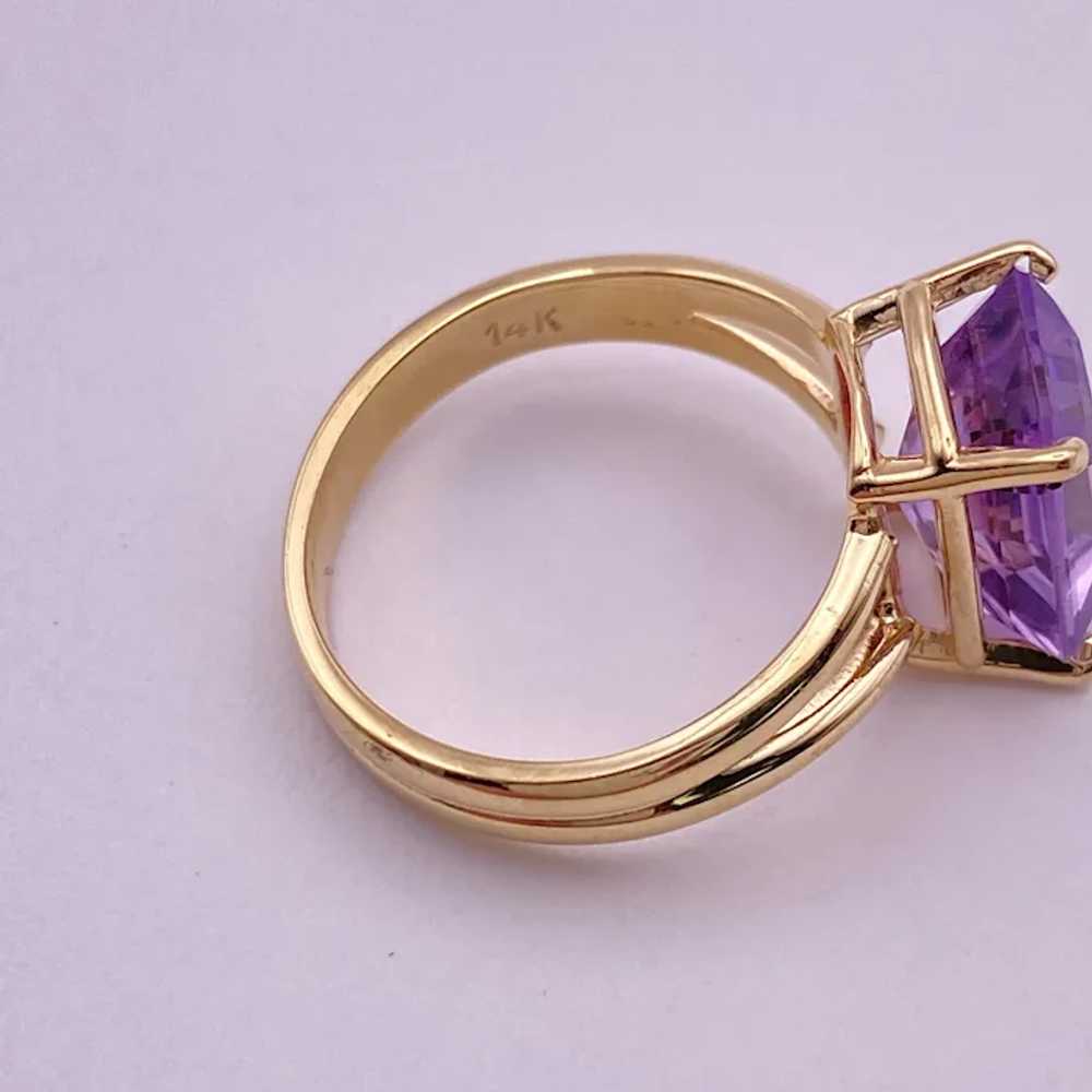Vintage Amethyst Solitaire Ring Emerald Cut 3.15 … - image 5