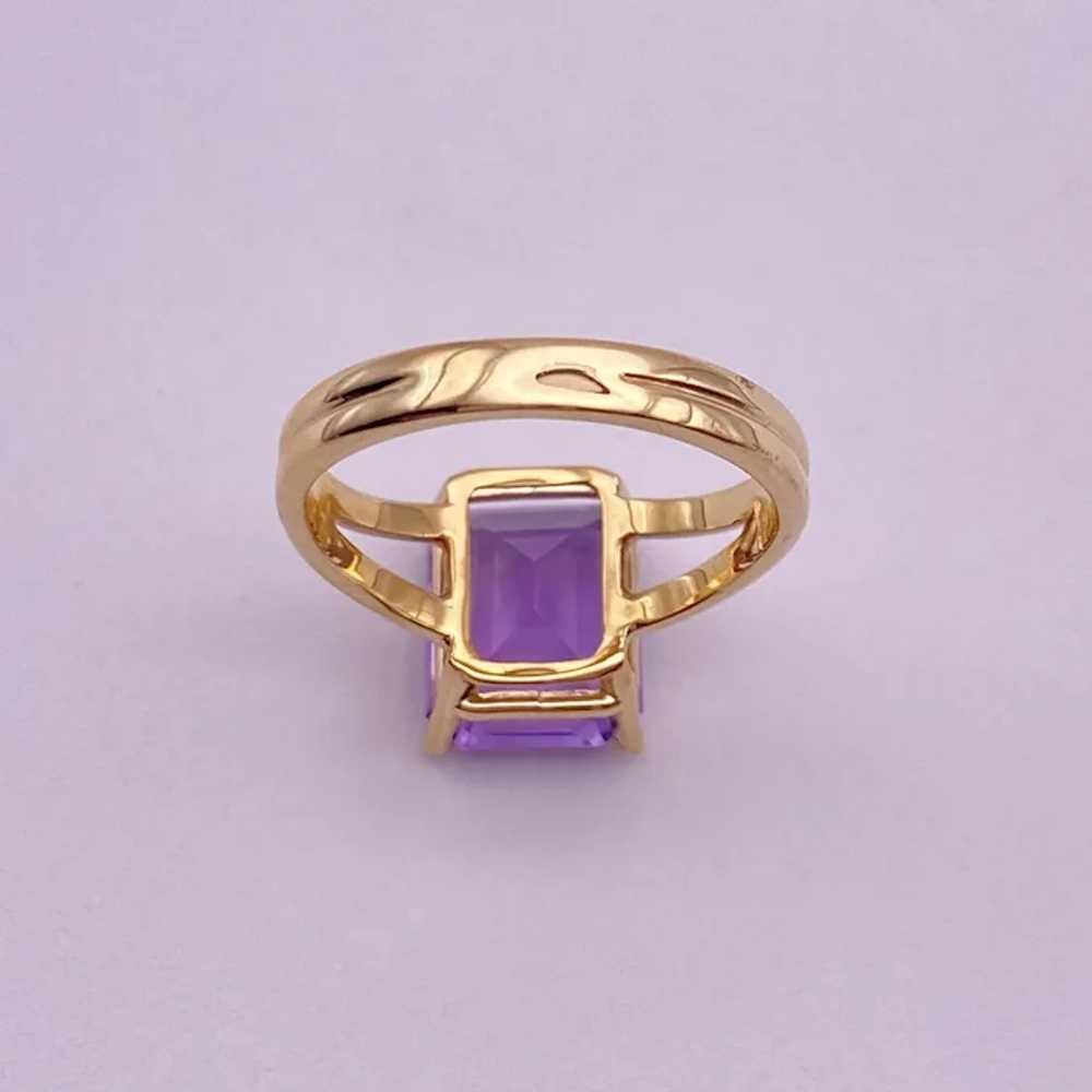 Vintage Amethyst Solitaire Ring Emerald Cut 3.15 … - image 6