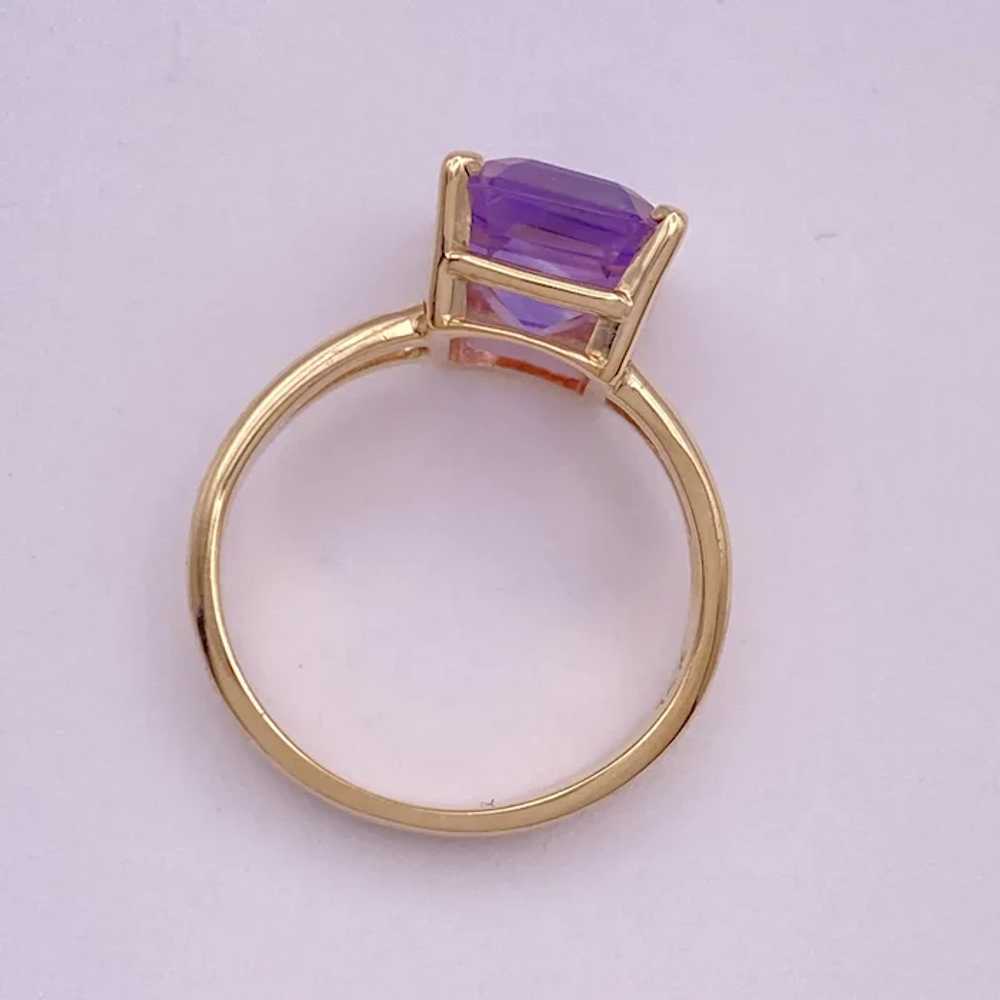 Vintage Amethyst Solitaire Ring Emerald Cut 3.15 … - image 7