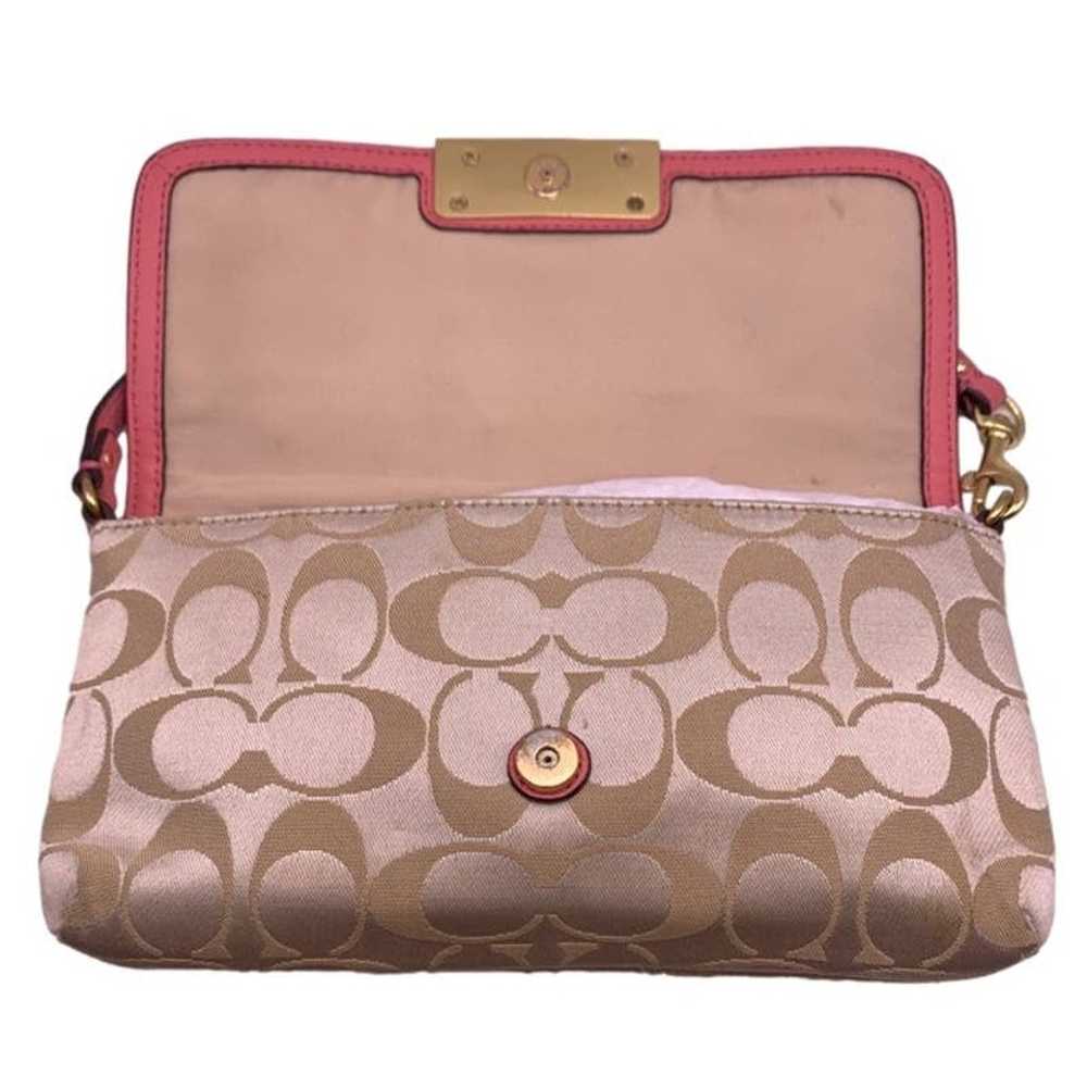 COACH y2k Pink and Tan Signature Canvas Wristlet … - image 10