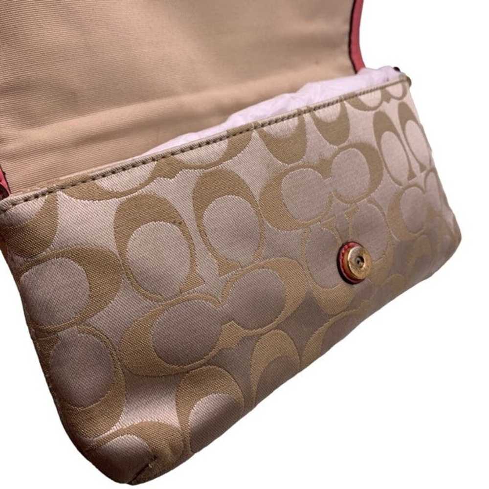 COACH y2k Pink and Tan Signature Canvas Wristlet … - image 11