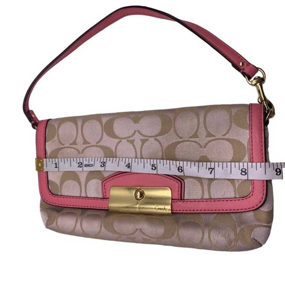 COACH y2k Pink and Tan Signature Canvas Wristlet … - image 12