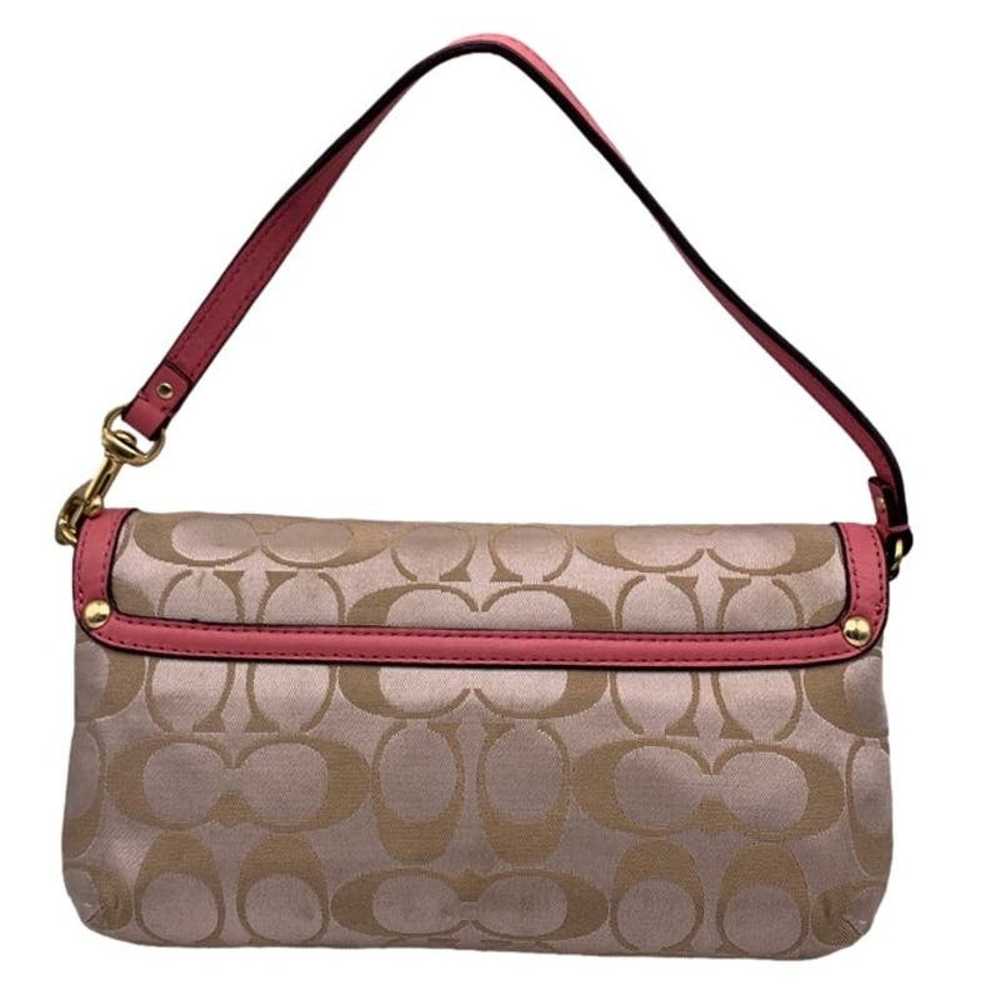 COACH y2k Pink and Tan Signature Canvas Wristlet … - image 2