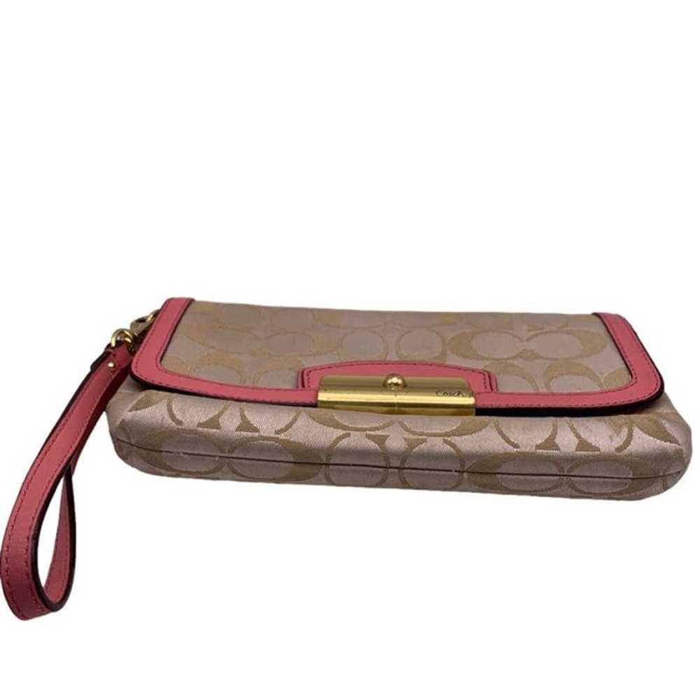 COACH y2k Pink and Tan Signature Canvas Wristlet … - image 3