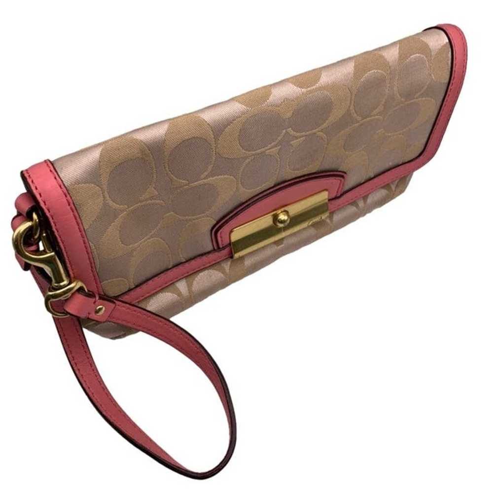 COACH y2k Pink and Tan Signature Canvas Wristlet … - image 4