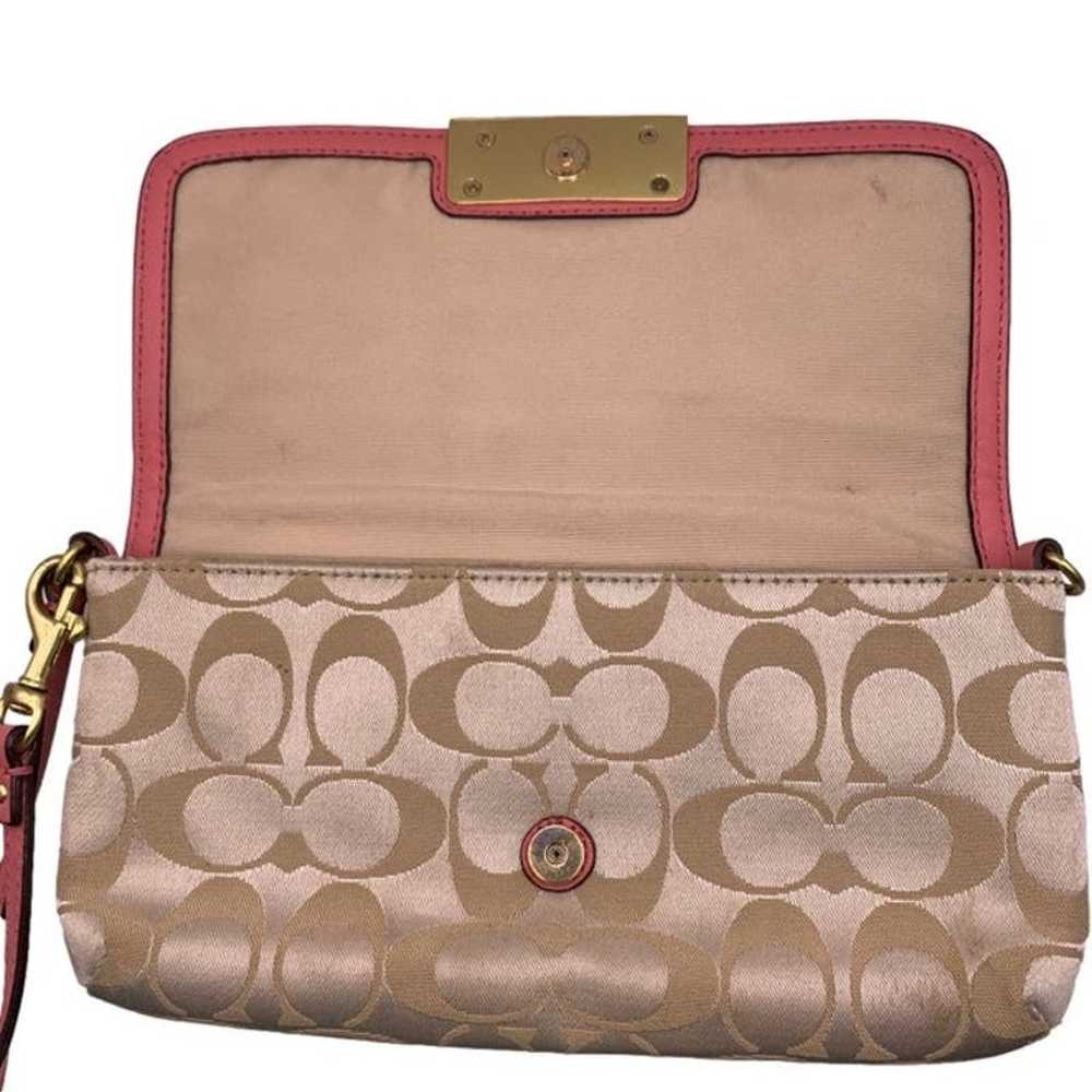 COACH y2k Pink and Tan Signature Canvas Wristlet … - image 6
