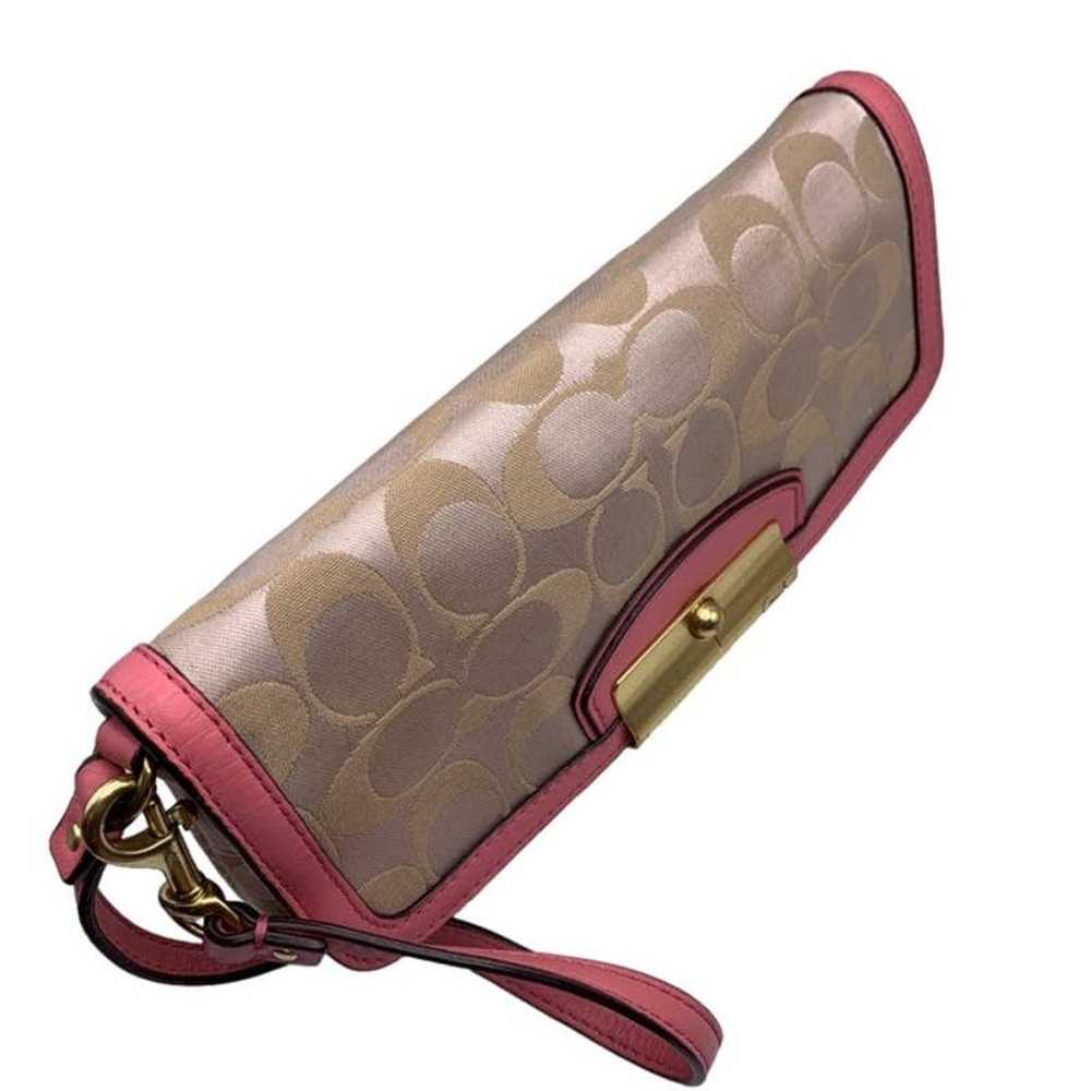 COACH y2k Pink and Tan Signature Canvas Wristlet … - image 9