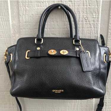 Coach Black And Gold Leather Crossbody Bag.