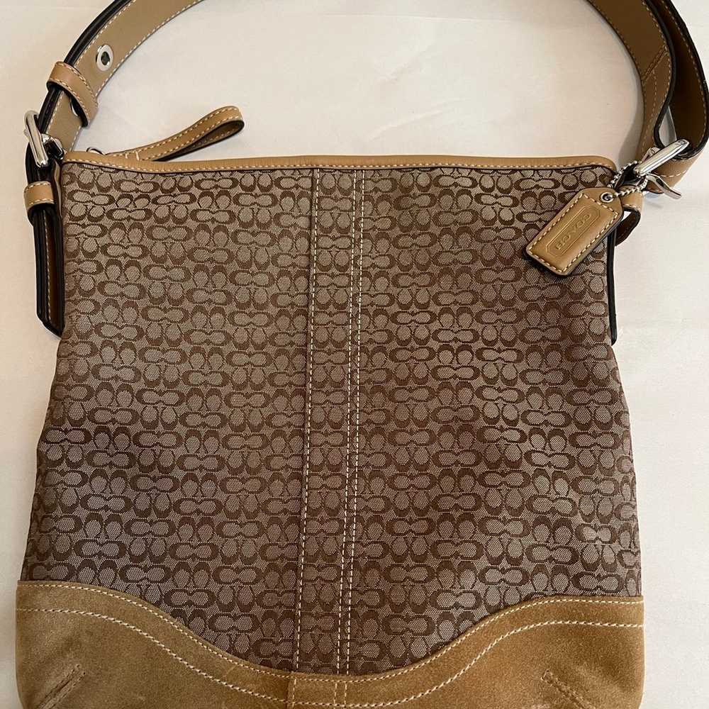 NWOT COACH Tan/Beige Suede, Leather & Cloth Cross… - image 1