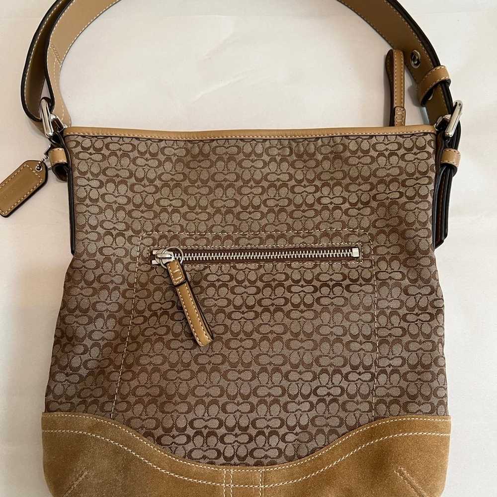 NWOT COACH Tan/Beige Suede, Leather & Cloth Cross… - image 2