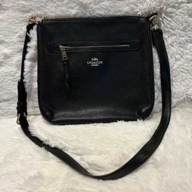 Coach Black Pebble Leather Crossbody Purse with G… - image 1
