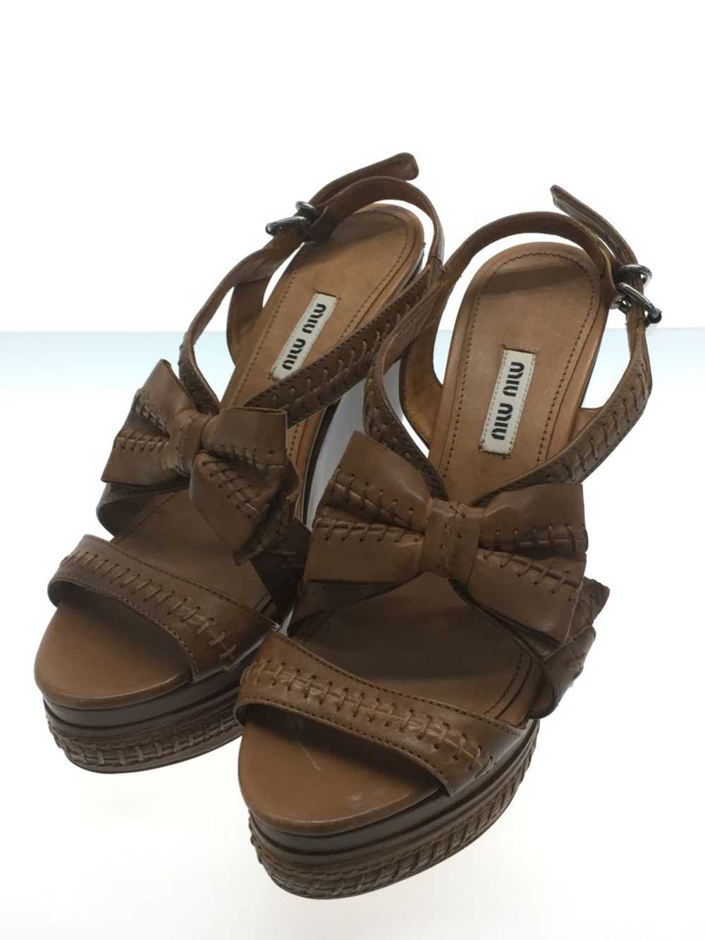 Miu Miu Sandals/37/Cml/Leather/Ribbon Shoes BO748 - image 2