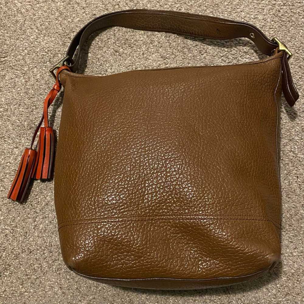 RARE_COACH Legacy Textured Leather Brown Shoulder… - image 2