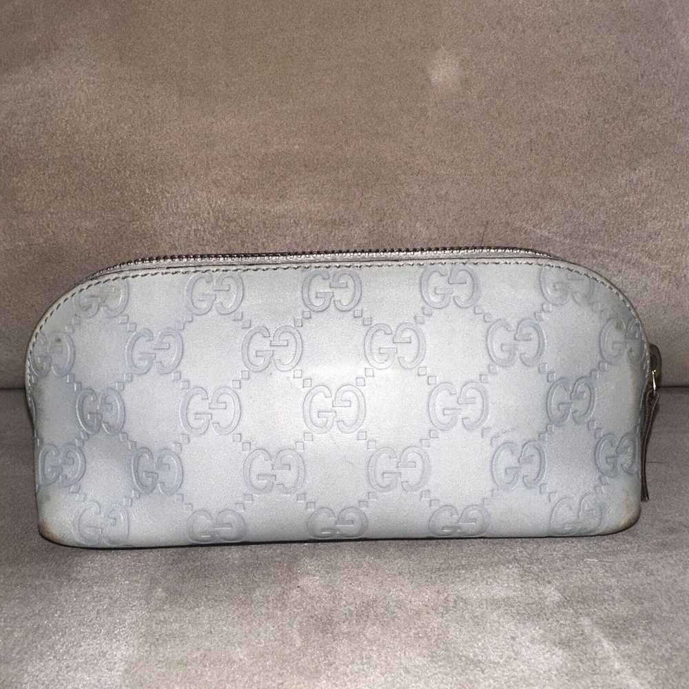 Authentic Gucci Blueish-Gray GG Small Leather Cos… - image 1