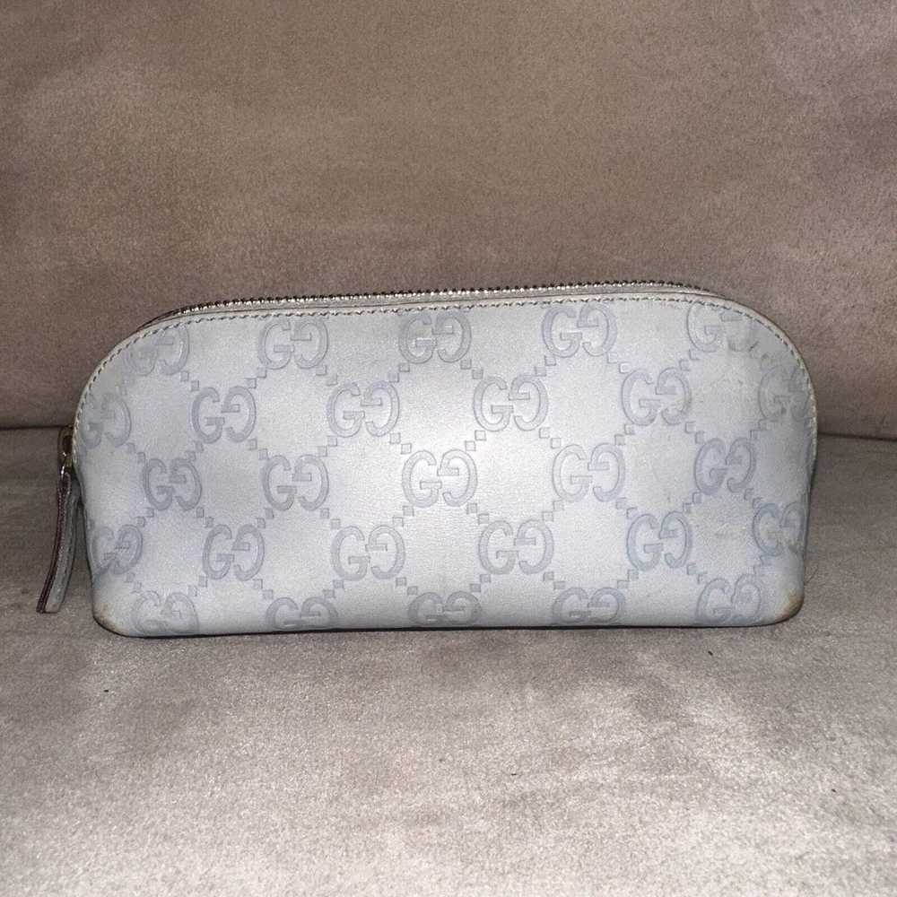 Authentic Gucci Blueish-Gray GG Small Leather Cos… - image 3