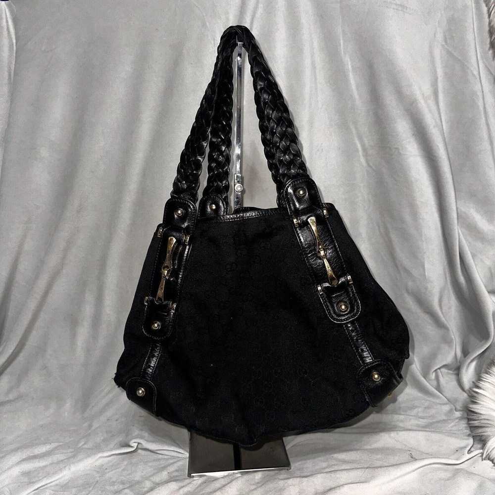 Authentic Gucci Black GG Monogram Pelham Handbag … - image 1