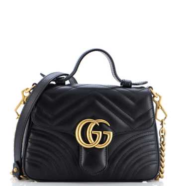 GUCCI GG Marmont Top Handle Flap Bag Matelasse Le… - image 1