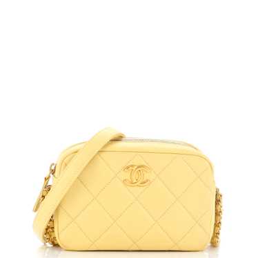 CHANEL Chain Melody Camera Bag Quilted Caviar Smal