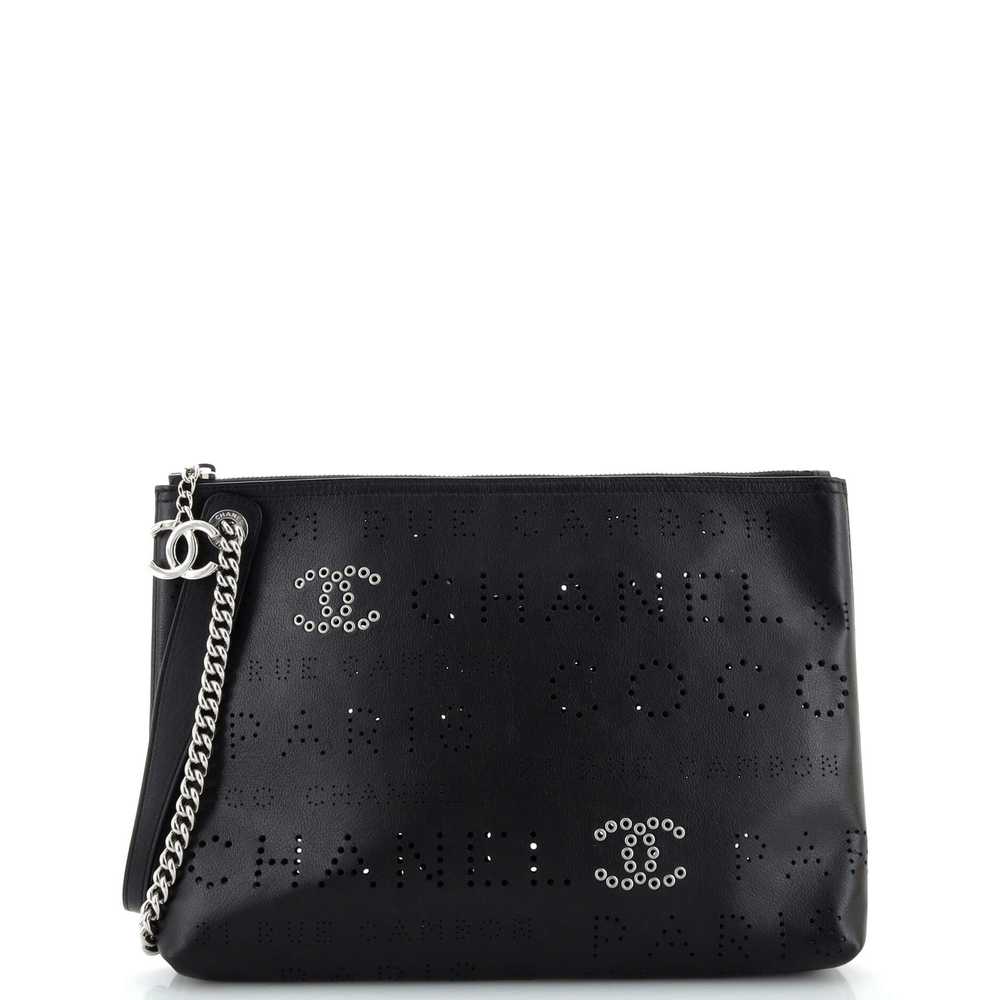 CHANEL Logo Eyelets Clutch Perforated Calfskin - image 1