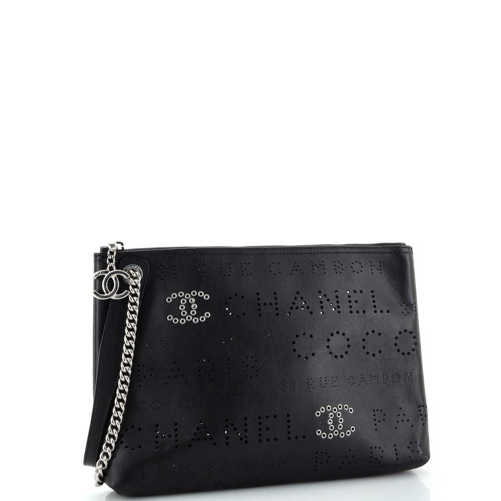 CHANEL Logo Eyelets Clutch Perforated Calfskin - image 2