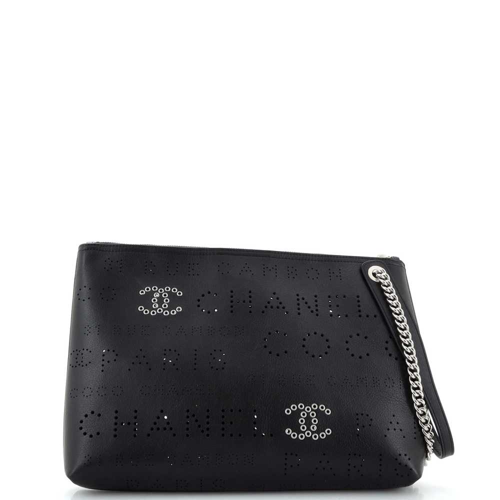 CHANEL Logo Eyelets Clutch Perforated Calfskin - image 3