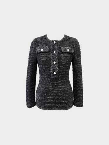 Chanel 2010s Black Sheer Boucle Knit Sweater