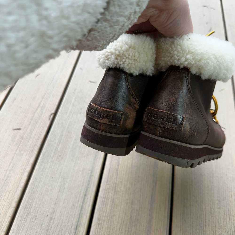 Sorel Harlow Lace Up Boots  Sheepskin Trim Dark B… - image 6