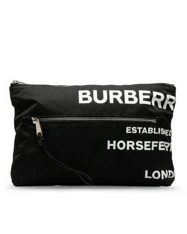 Burberry Black Nylon Horseferry Print Clutch Bag