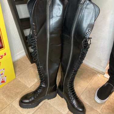 Dollskill Widow Memento Mori thigh high boots in … - image 1