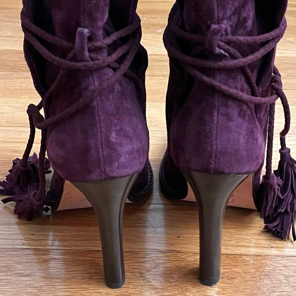 Joie Chap Suede Fringed Tie Ankle Boots - Size 37 - image 4