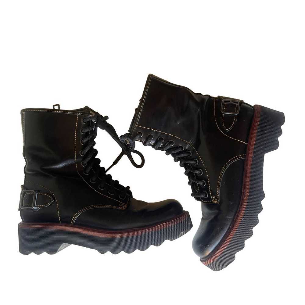 COACH Women's Black Moto Hiker Leather Boots Sz 5… - image 1