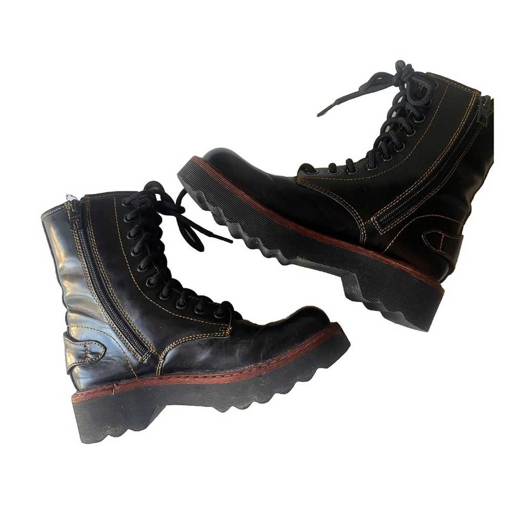 COACH Women's Black Moto Hiker Leather Boots Sz 5… - image 2